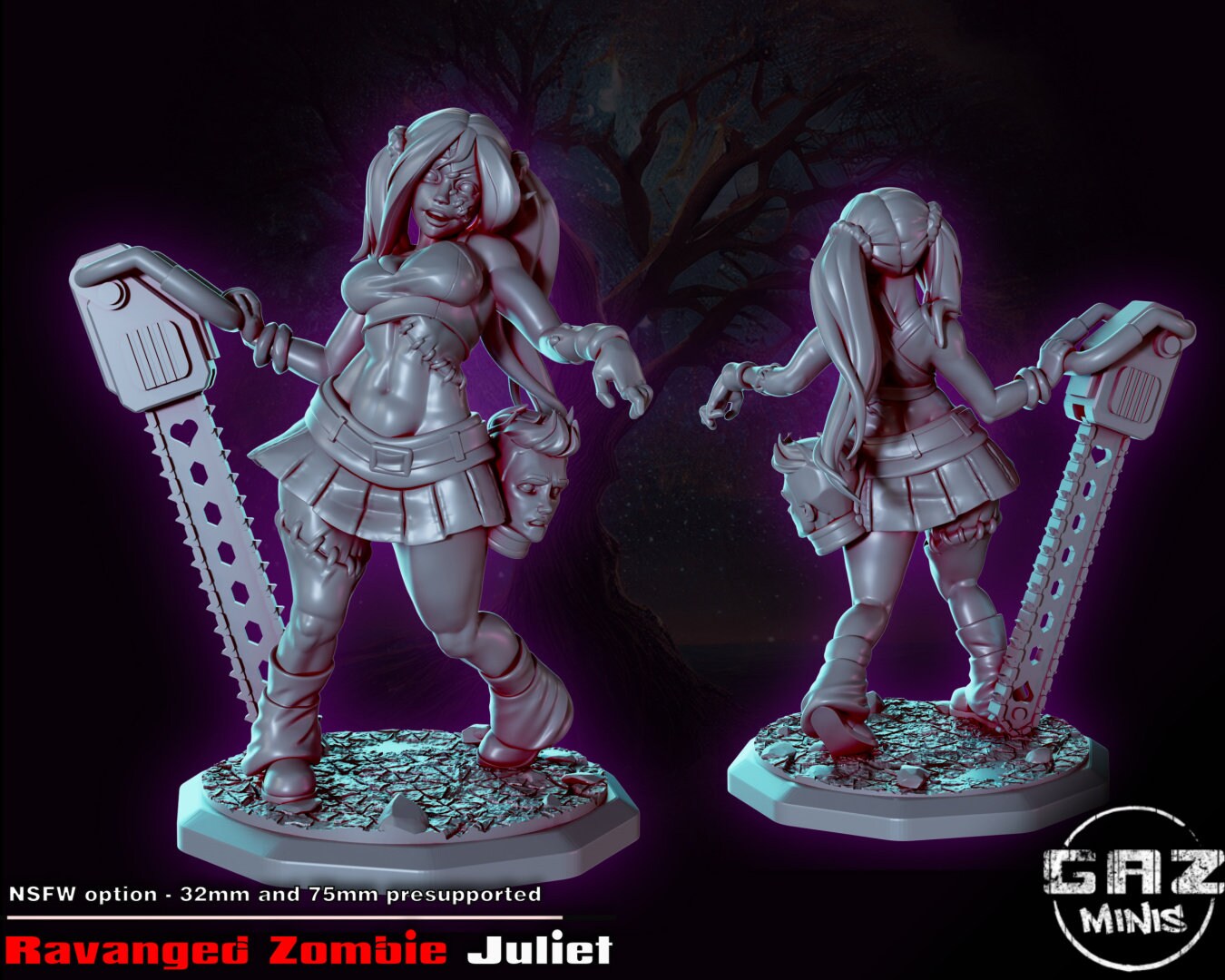 Juliet Apocalypse Zombie Tabletop Miniature | Pin ups of the Apocalypse | Gaz Miniatures