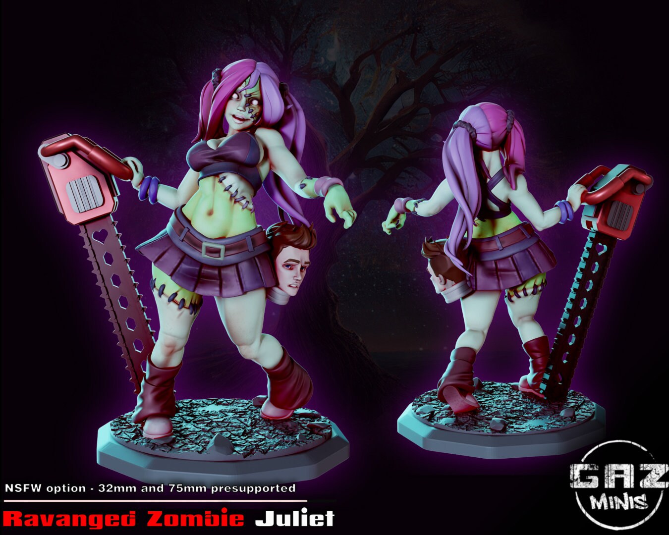 Juliet Apocalypse Zombie Tabletop Miniature | Pin ups of the Apocalypse | Gaz Miniatures