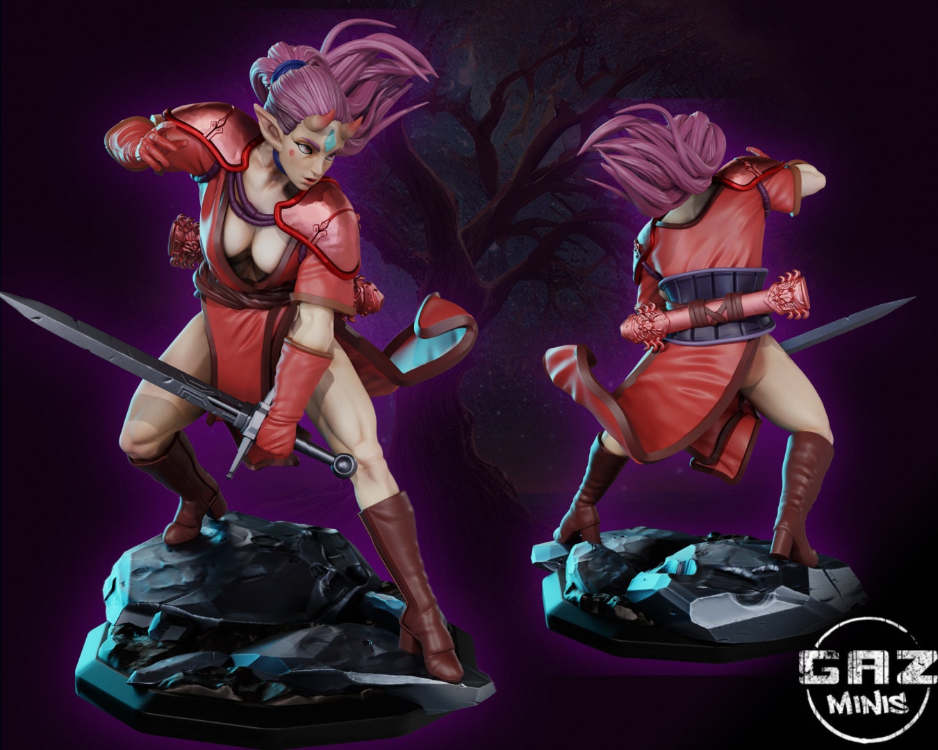 Saiya Female Demon Warrior Tabletop Miniature | Dungeon Divers | Gaz Miniatures