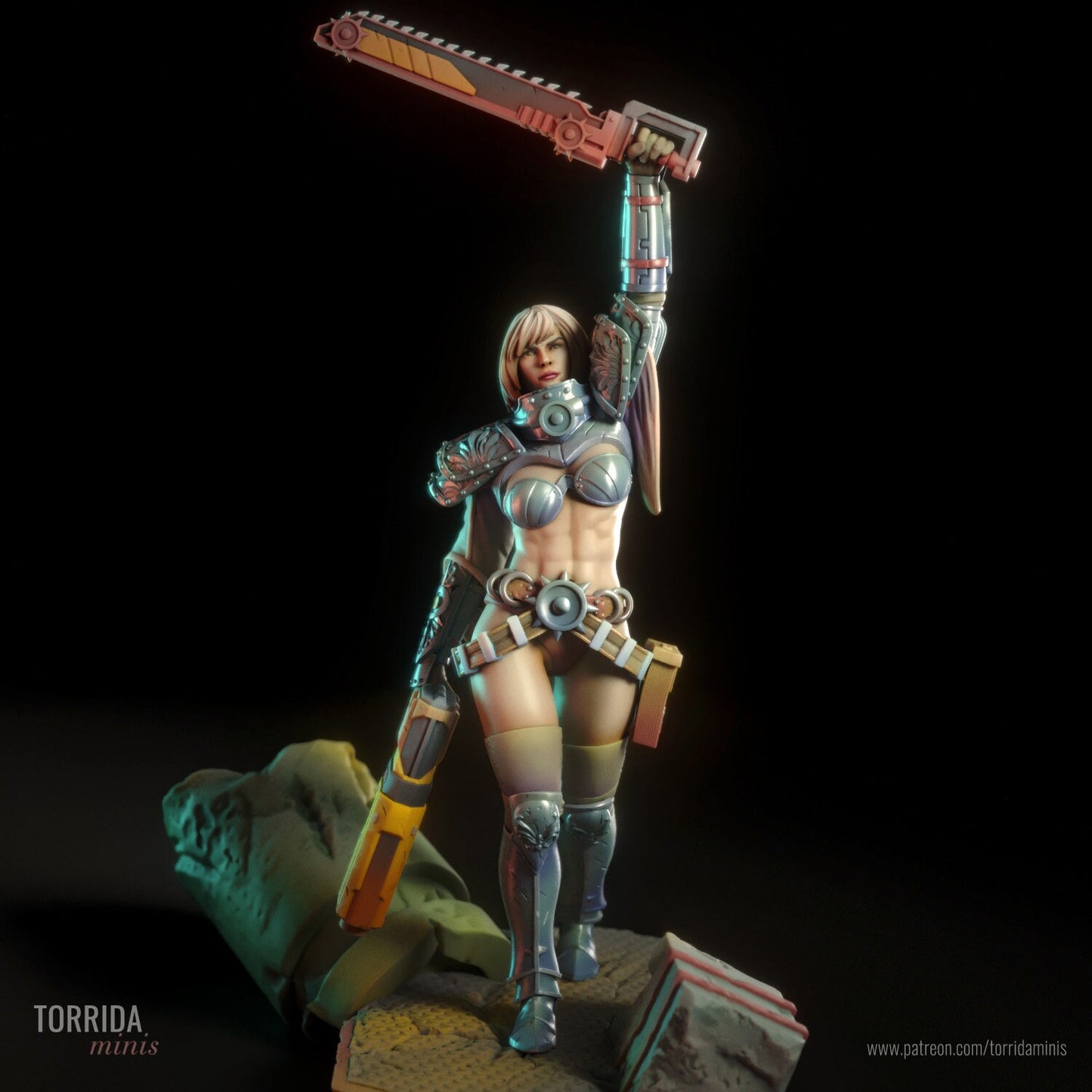 Armored Sci Fi Warrior Woman Pin Up Statue & Miniature | Torrida Minis