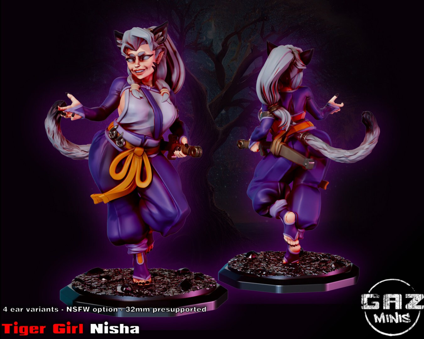 Tiger Girl Nisha Tabletop Miniature | Eastern Mercenaries | Gaz Miniatures