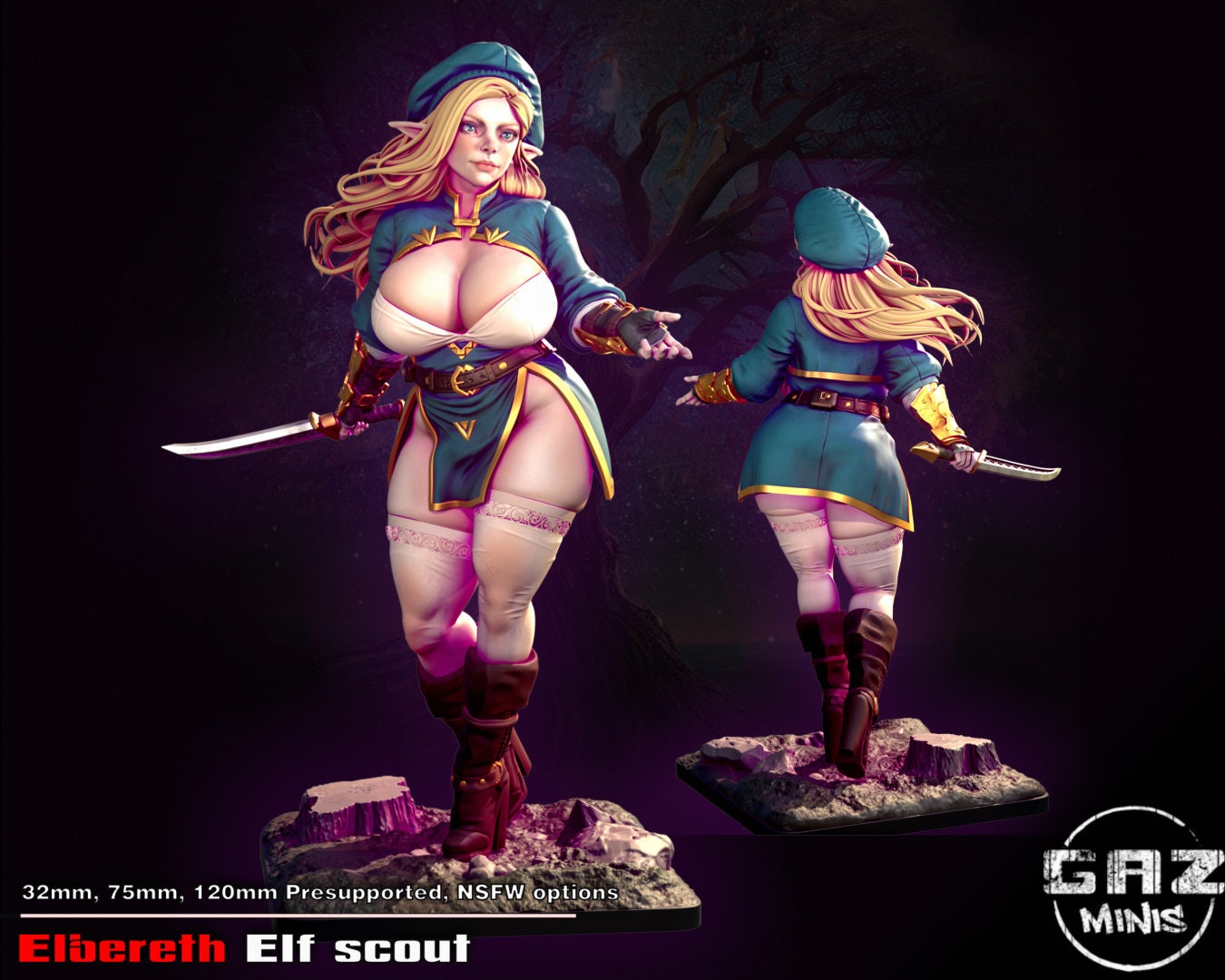 Female Elf Scout Elbereth Tabletop Miniature | Eastern Mercenaries | Gaz Miniatures