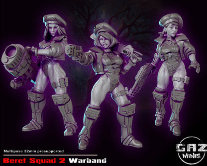 Beret Squad 2 Female Warband Tabletop Miniature | Mayhem | Gaz Miniatures