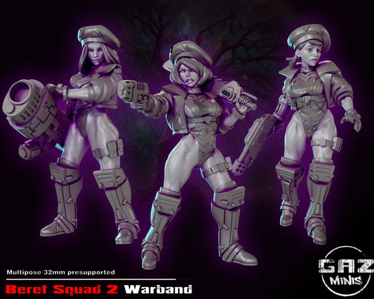 Beret Squad 2 Female Warband Tabletop Miniature | Mayhem | Gaz Miniatures