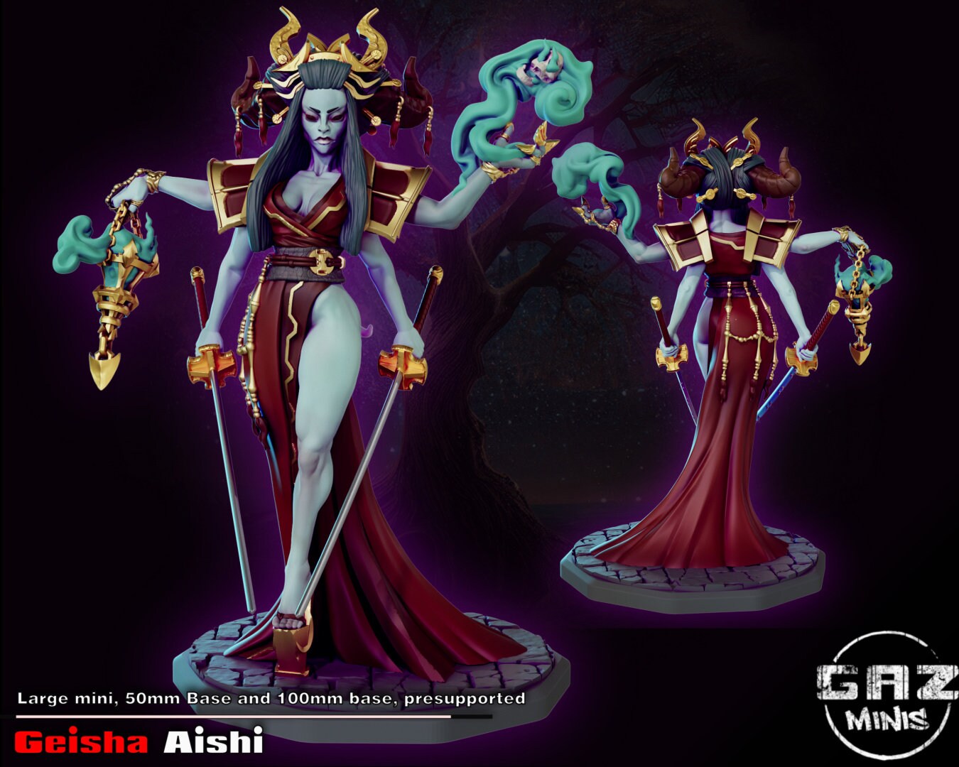 Aishi Geisha Warrior Tabletop Miniature | Dungeon Divers | Gaz Miniatures