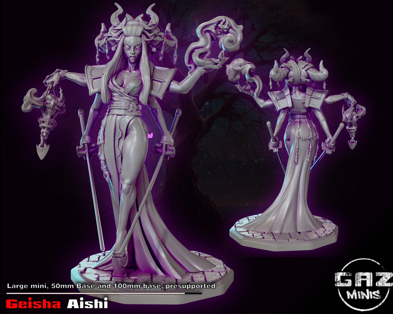 Aishi Geisha Warrior Tabletop Miniature | Dungeon Divers | Gaz Miniatures