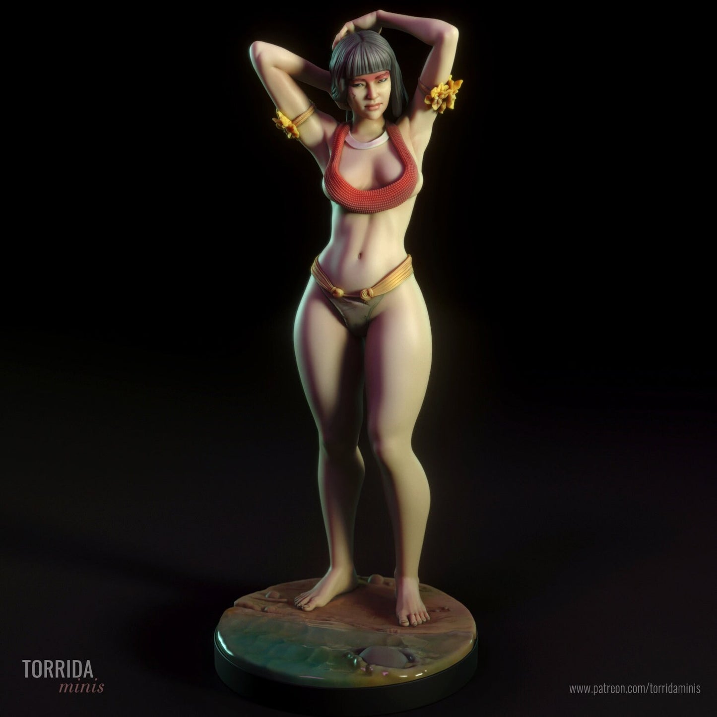 Amazon Tribeswoman Tacira by the River Pin Up Statue & Miniature | Torrida Minis