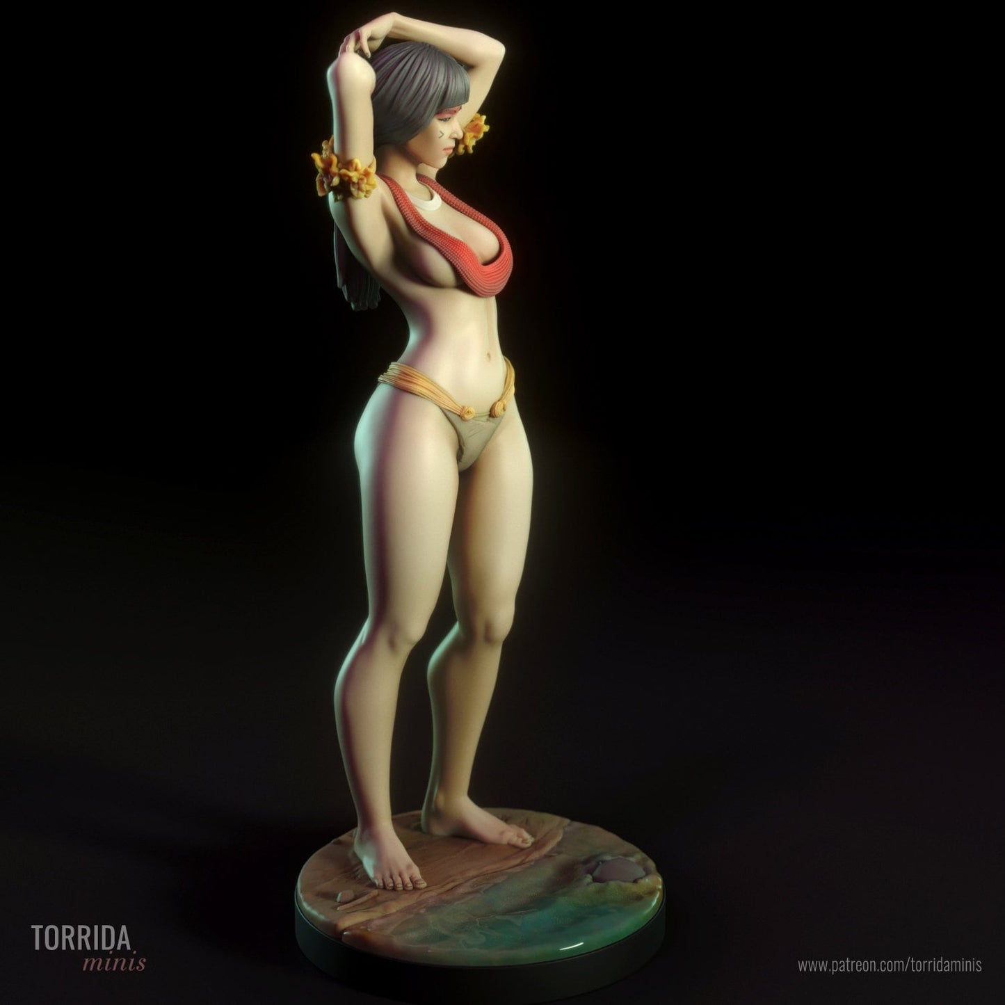 Amazon Tribeswoman Tacira by the River Pin Up Statue & Miniature | Torrida Minis