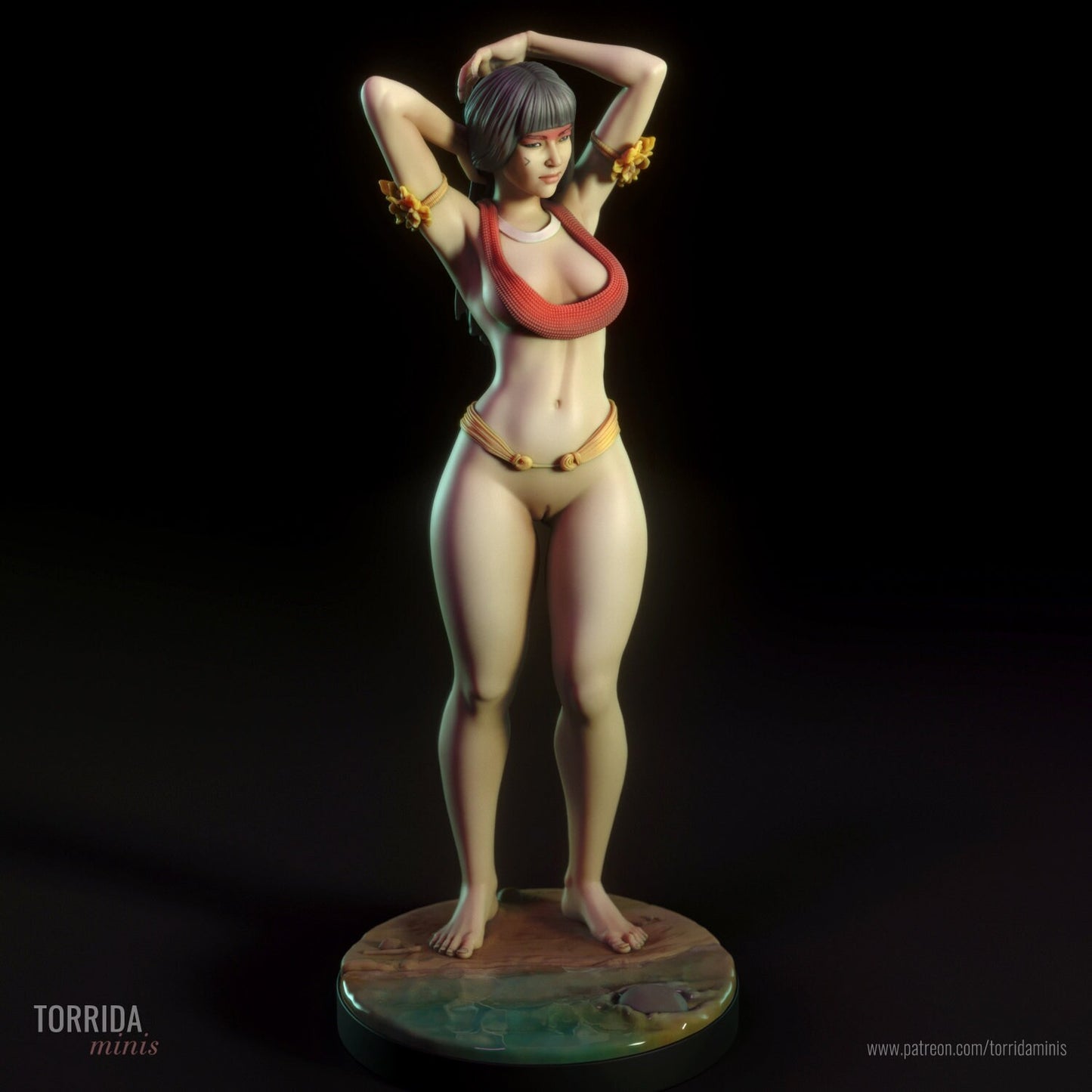 Amazon Tribeswoman Tacira by the River Pin Up Statue & Miniature | Torrida Minis