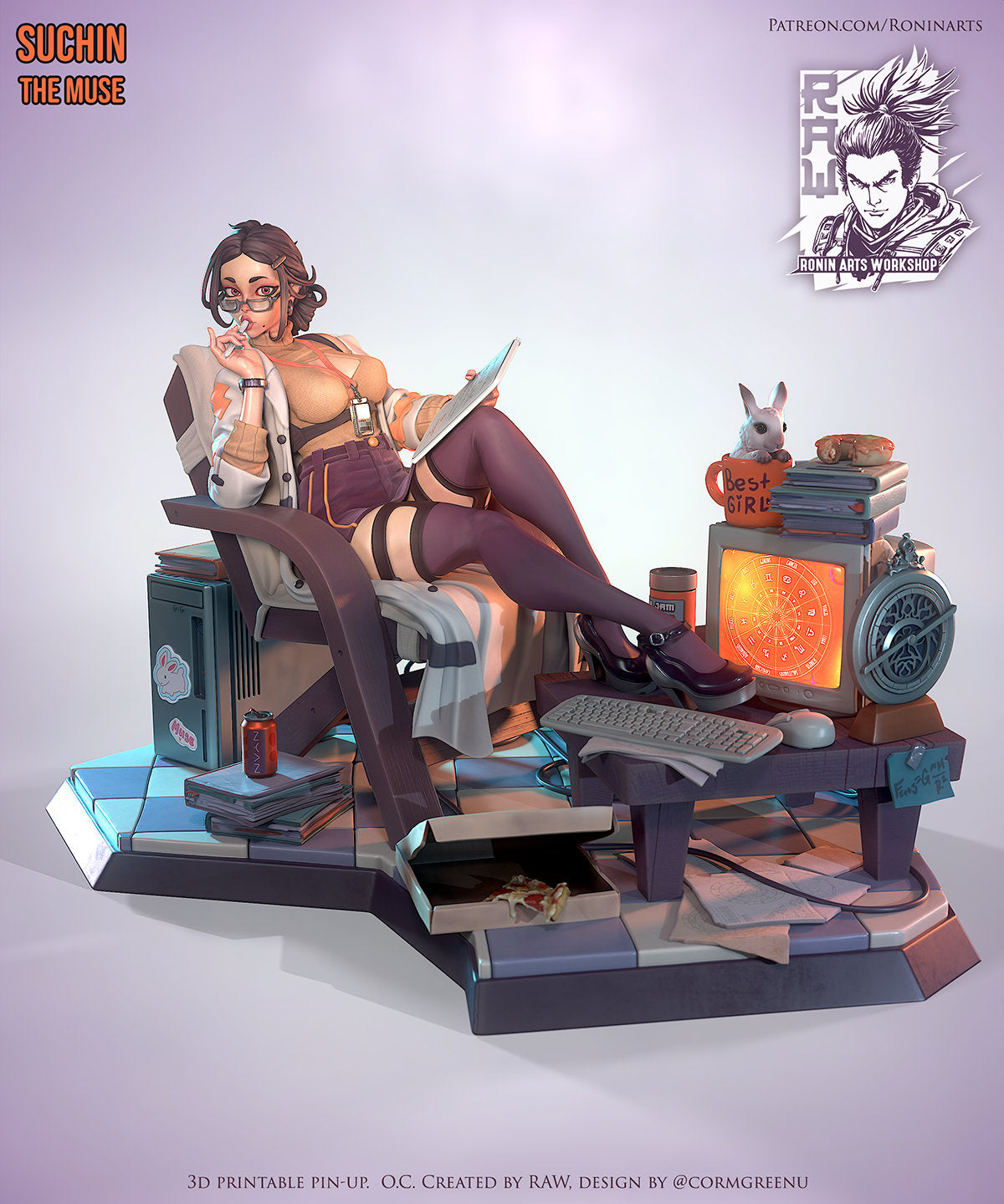 Suchin the Muse Resin Pin Up Miniature | Ronin Arts Workshop RAW