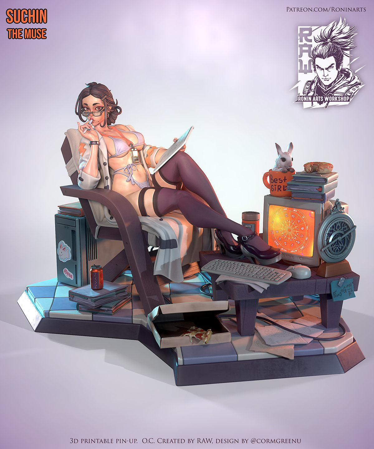 Suchin the Muse Resin Pin Up Miniature | Ronin Arts Workshop RAW