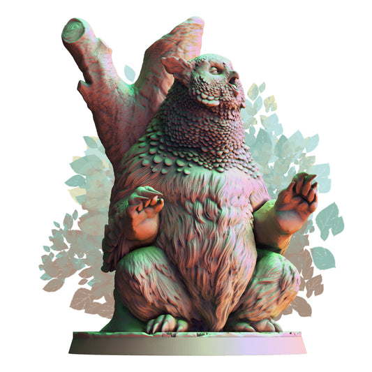 Owl Beast Scratching Back Resin Tabletop Miniature | Print My Minis | Owl Beast Collection