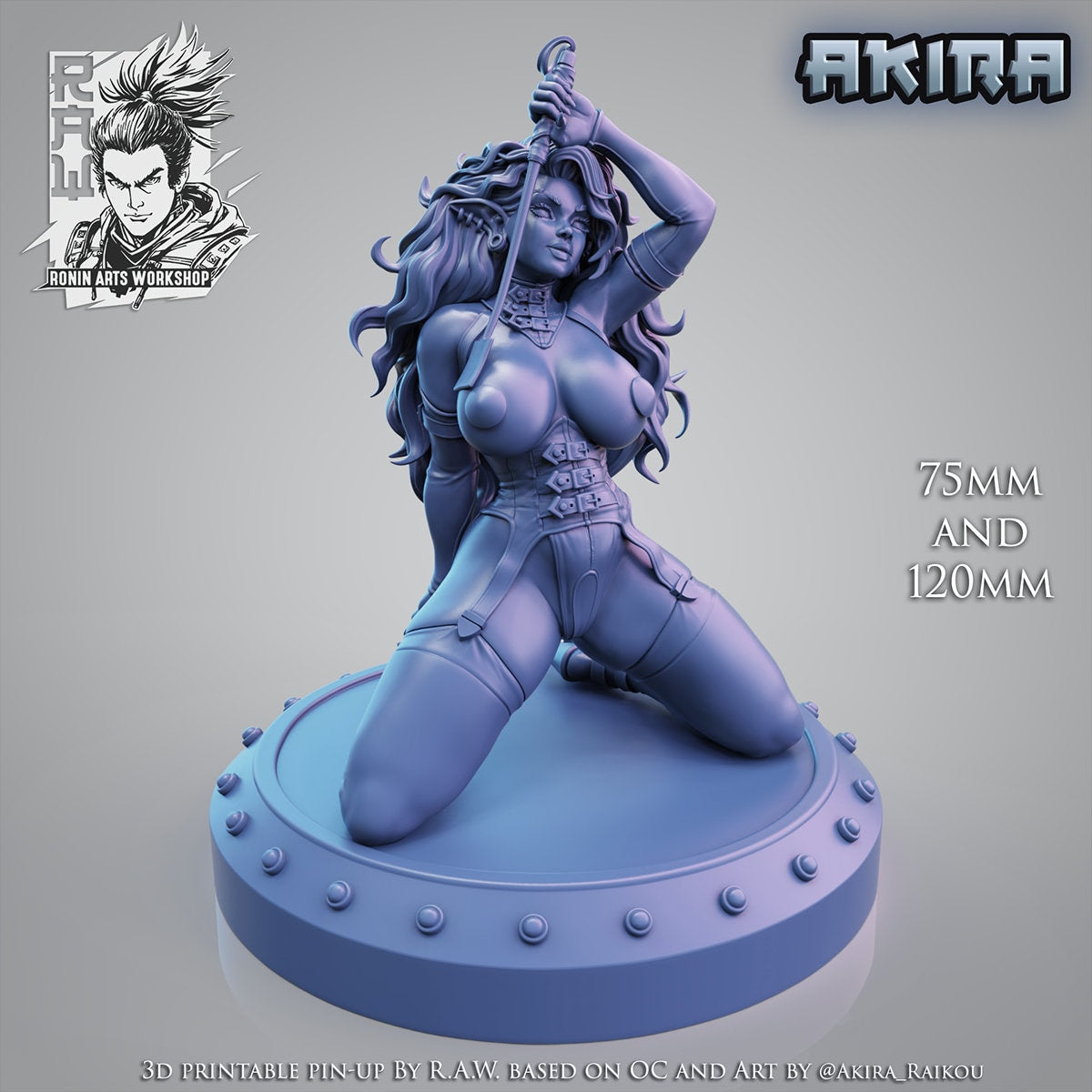 Akira Dark Elf Dom Resin Pin Up Miniature | Ronin Arts Workshop RAW