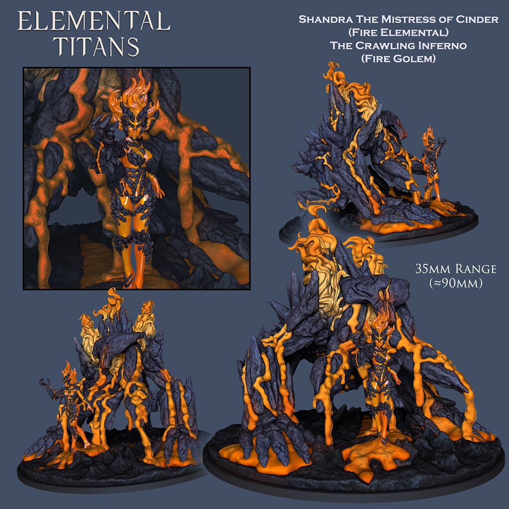 Elemental Titans Fire Golem Resin Miniature | Ronin Arts Workshop RAW