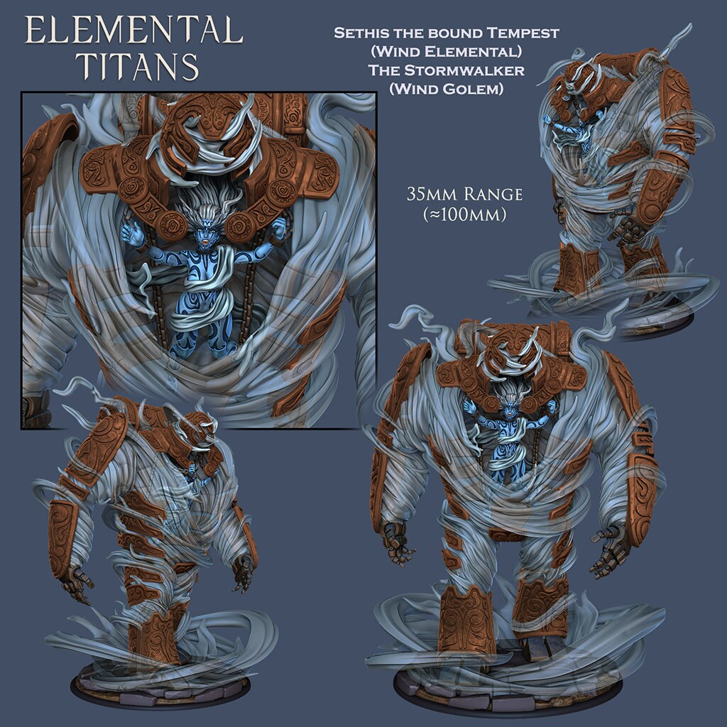 Elemental Titans Wind Golem Resin Miniature | Ronin Arts Workshop RAW