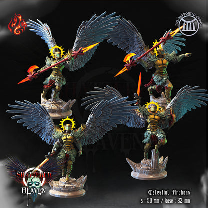 Celestial Archons Angel Warriors Tabletop RPG Miniature Set | Shattered Heaven Collection | Crippled God Foundry