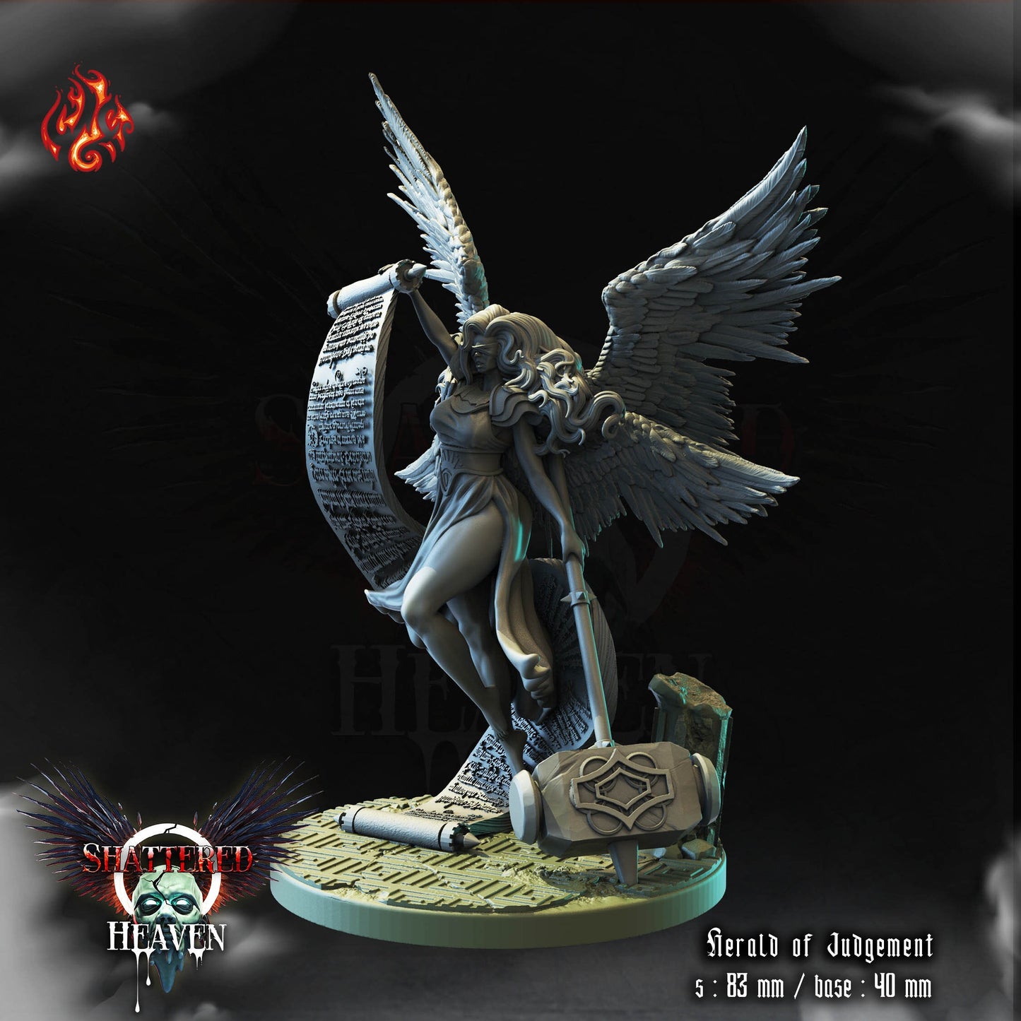 Herald of Judgement Angel Tabletop RPG Miniature | Shattered Heaven Collection | Crippled God Foundry