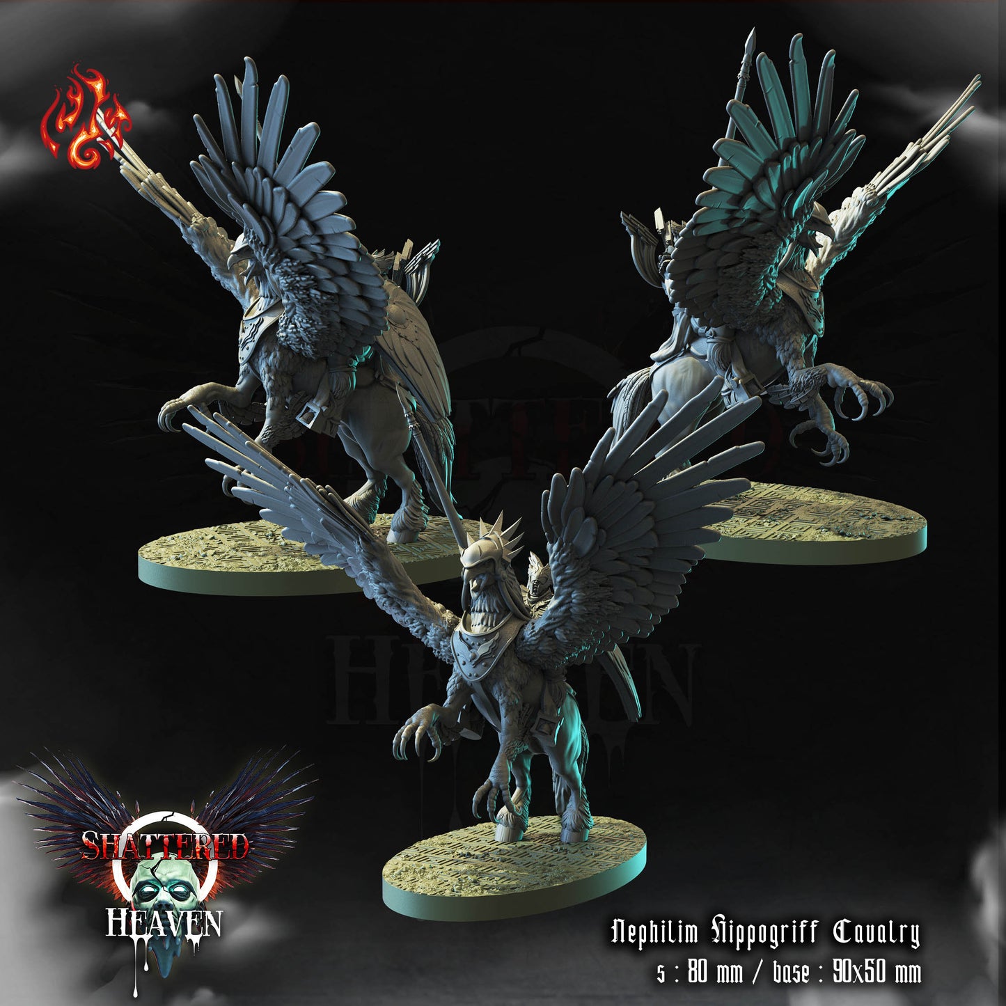 Nephilim Hippogriff Cavalry Angel Warriors Tabletop RPG Miniature Set | Shattered Heaven Collection | Crippled God Foundry