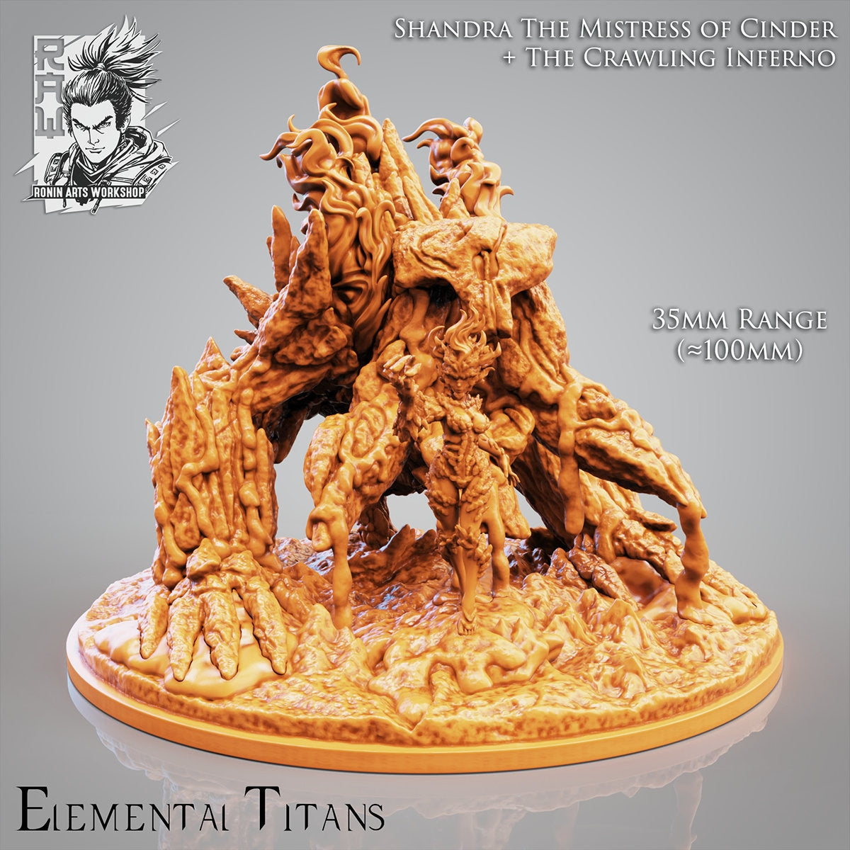 Elemental Titans Fire Golem Resin Miniature | Ronin Arts Workshop RAW