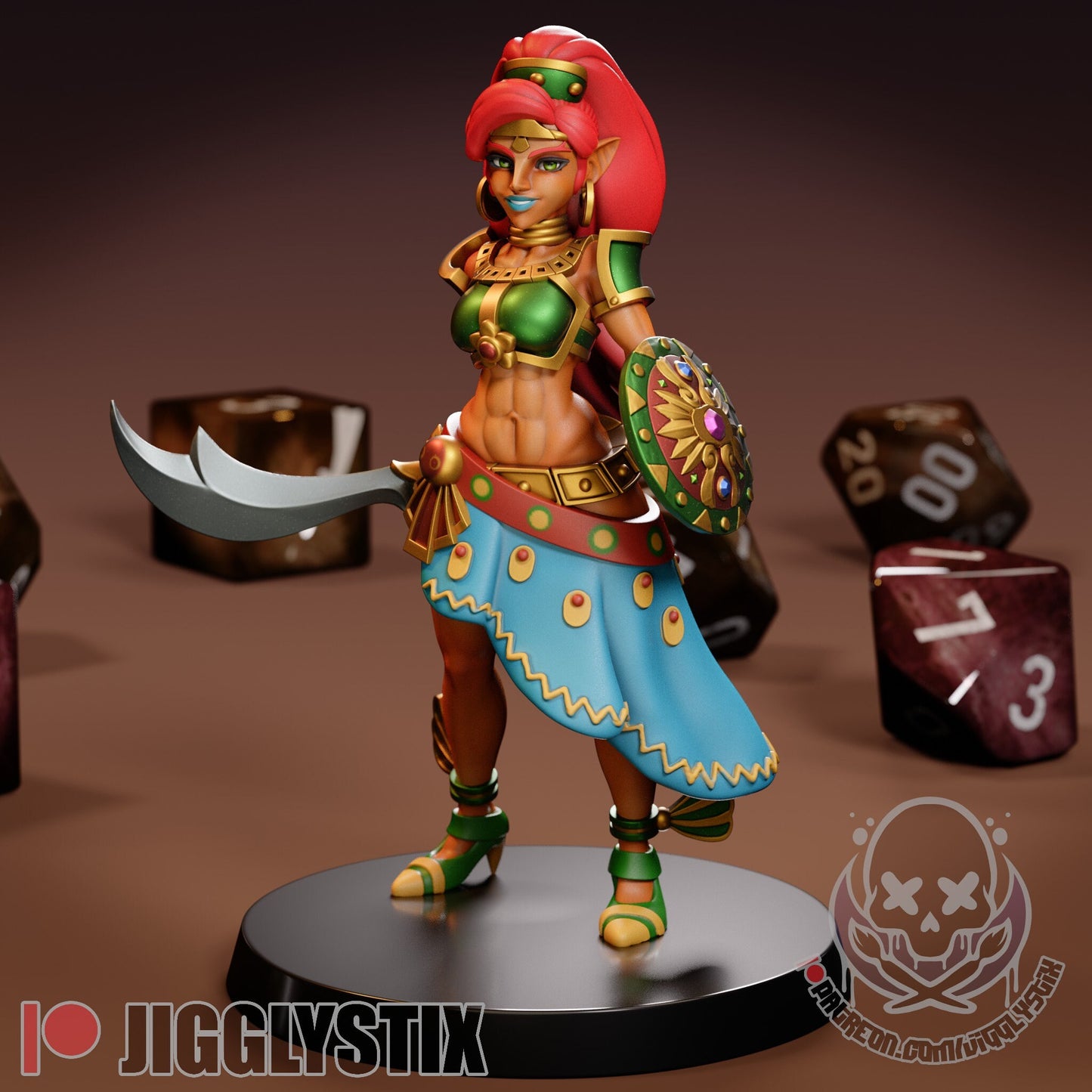 Desert Warrior Woman Pin Up Statue & Miniature | Muscle Mommies Collection | Jigglystix Pin-Up Factory