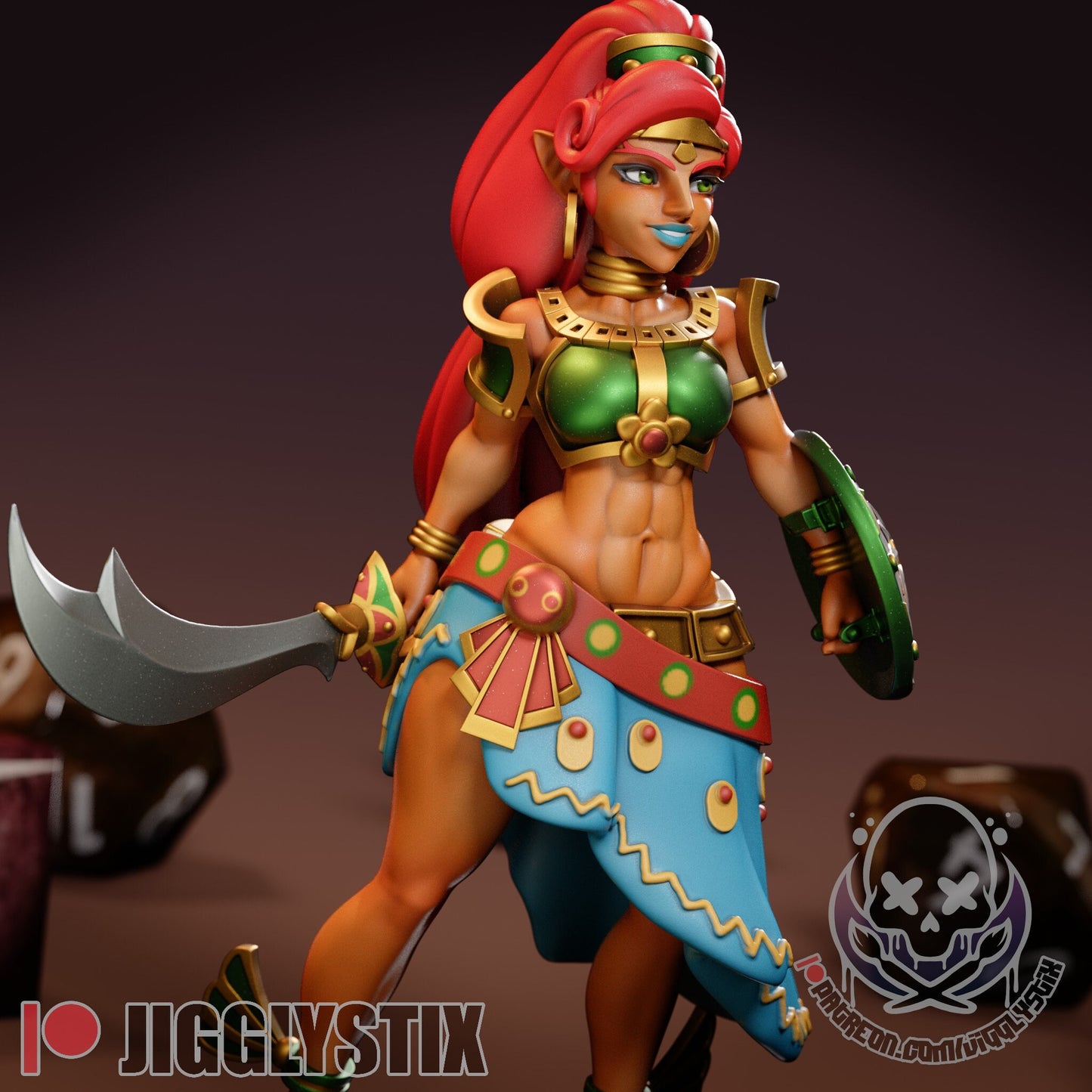 Desert Warrior Woman Pin Up Statue & Miniature | Muscle Mommies Collection | Jigglystix Pin-Up Factory