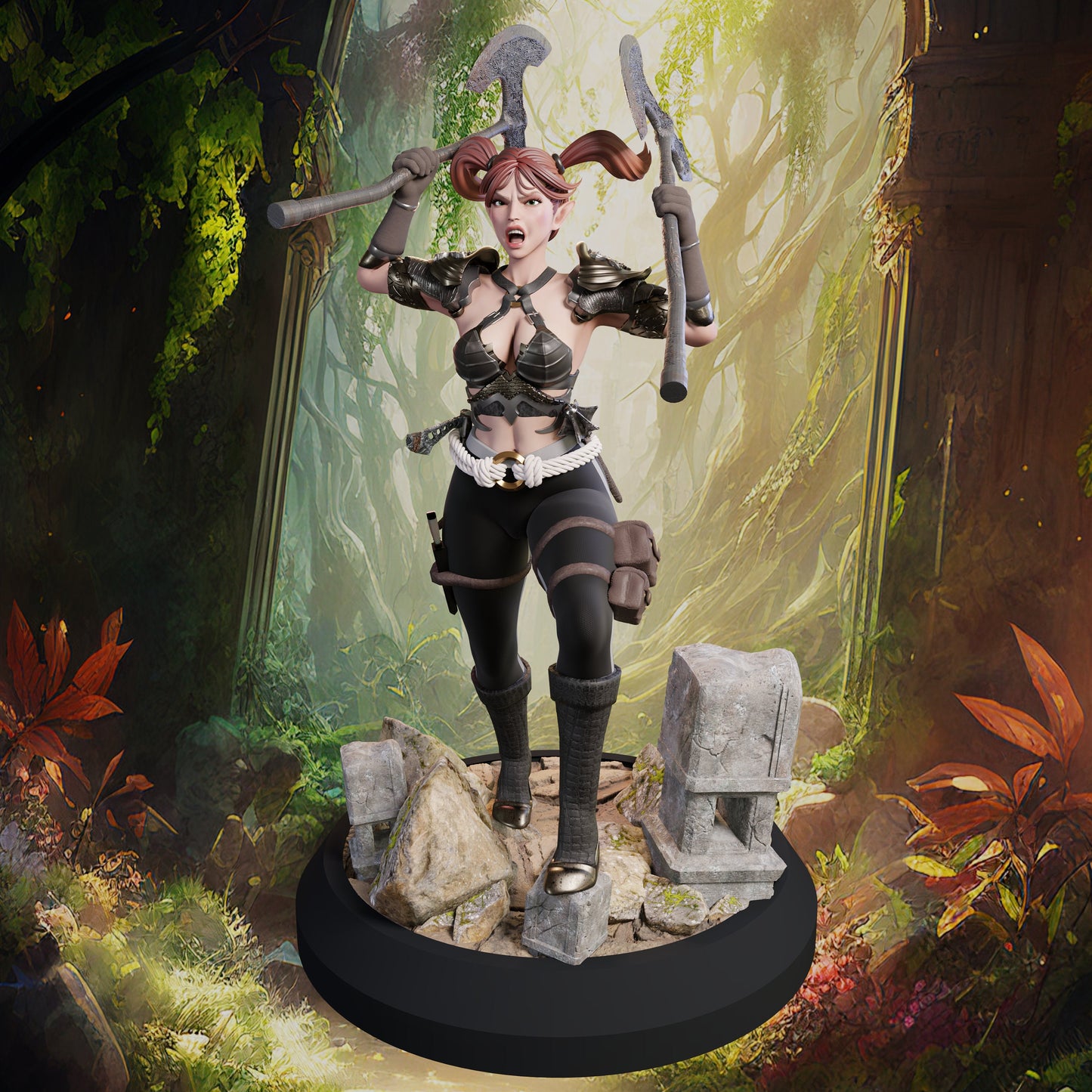 Mia Treehugger Pin Up Statue & Miniature + Variants  | Elven Mercenaries | QB Works