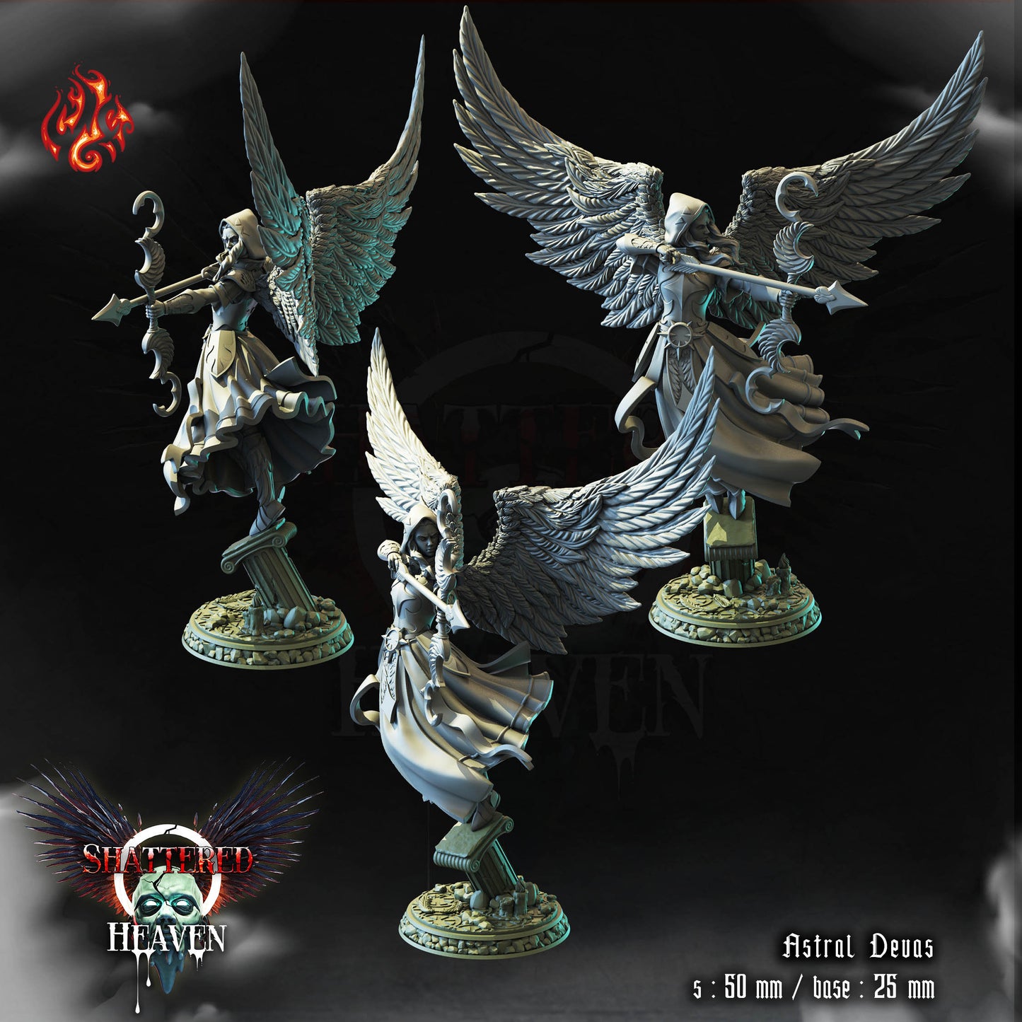 Astral Divas Tabletop RPG Miniature Set | Shattered Heaven Collection | Crippled God Foundry