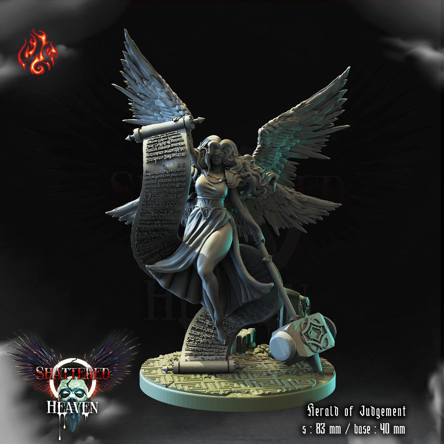 Herald of Judgement Angel Tabletop RPG Miniature | Shattered Heaven Collection | Crippled God Foundry